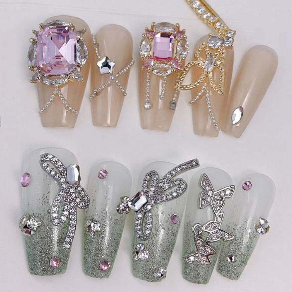 Mxbeauty Busur Kuku Berlian Imitasi Wanita Fashion Kupu-Kupu Manikur Aksesoris Jepang Nail Art Zirkon Nail Art Drills