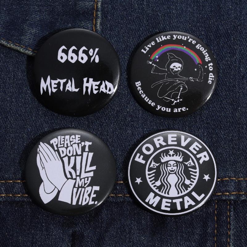 44mm Rock Roll Tinplate Pin Punk Tidak Mati Selamanya Bros Lencana Kerah Pin Tombol Lencana Punk Musik Perhiasan Hadiah Untuk Penggemar