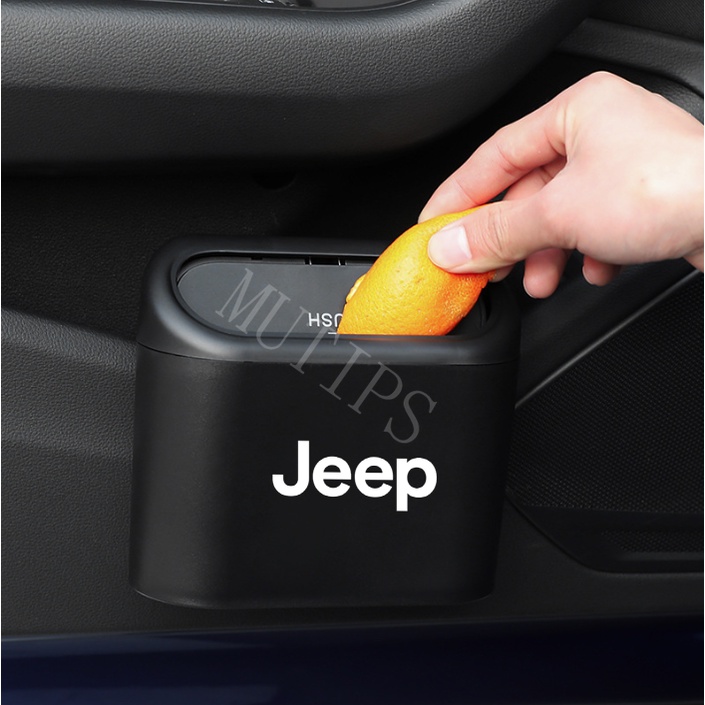 Jeep Tempat Sampah Mini Portable Mobil Gantung Tutup Flip Dustbin Back Seat Waterproof ABS Storage Box Organizer Untuk Wrangler jk Grand Renegade Compass2023 Willys Cherokee