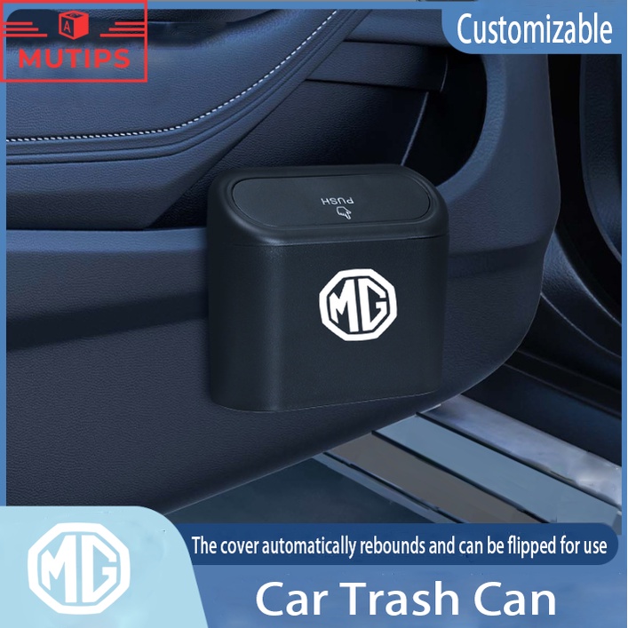 Mg Tempat Sampah Mini Portable Mobil Gantung Tutup Flip Dustbin Back Seat Waterproof ABS Storage Box Organizer Untuk MG5 MG3 EV 4 5 6 EP HS ZS Ep2023 Extender Mulan