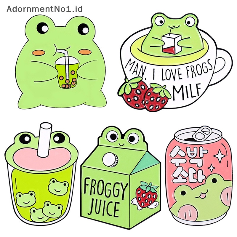 [AdornmentNo1] Froggy Enamel Pin Custom Lucu Kodok Mug Kopi Susu Jus Dapat Bros Kerah Lencana Hewan Perhiasan Hadiah Untuk Teman Anak [ID]