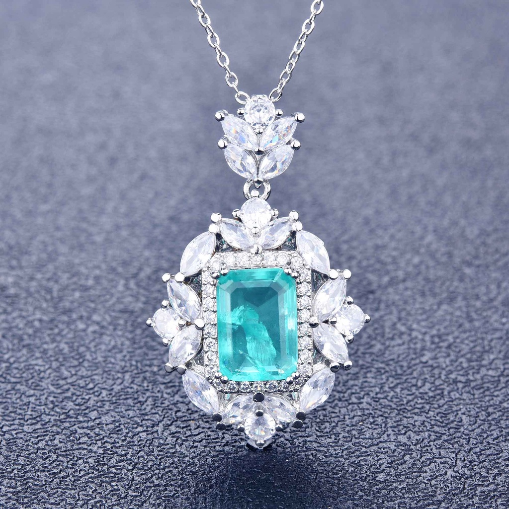 Goldkingdom Fashion Perhiasan Aksesoris Ready Stock Alami Pallai Ba Kalung Emerald Cut Warna Hijau Muda Harta Karun Cincin Set.