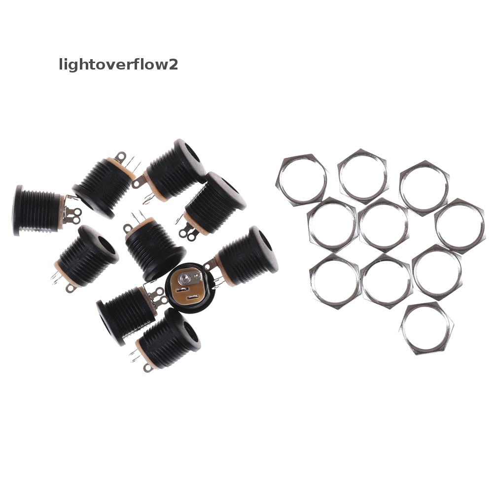 [lightoverflow2] 10pcs Dc022 2.1x5.5 mm PCB Moung DC Power Jack Socket Hitam [ID]