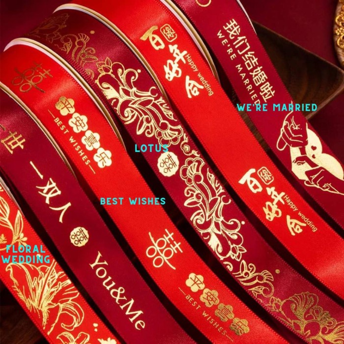 

PITA SHUANG XI PEMBUNGKUS HAMPERS SANGJIT PER 5 METER WEDDING RIBBON DECORATION