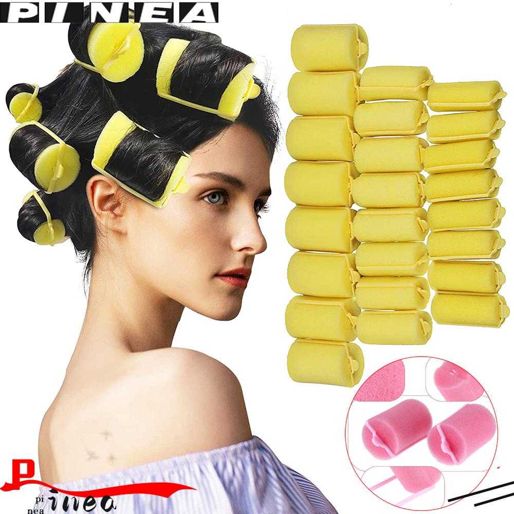 Rol Pengeriting Rambut Bahan Busa Ukuran 2 / 3CM Warna Pink Kuning Untuk Wanita