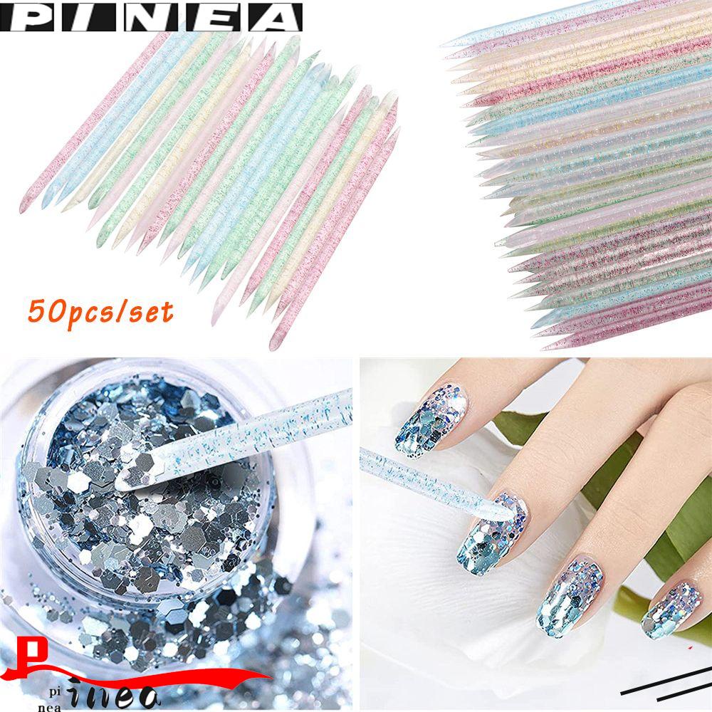 Nanas 50pcs Stik Kuku Pembersih Perawatan Kuku Polish Manicure Cuticle Pusher