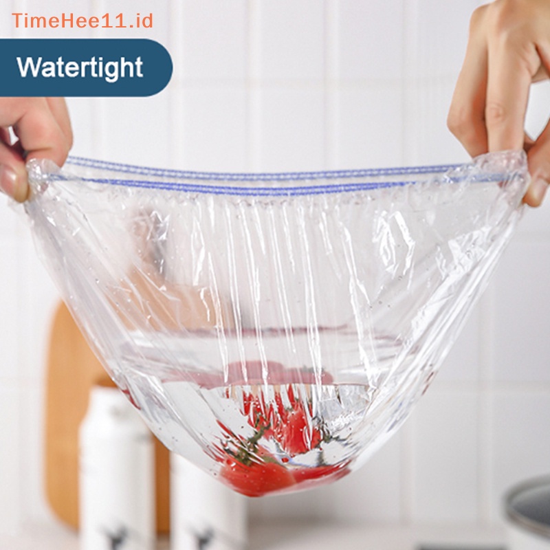 Timehee 100pc Colorful Disposable Food Cover Elastis Bungkus Plastik Food-grade PE Fresh-keeping Film Bag Menebal Penutup Mangkuk Sekali Pakai ID