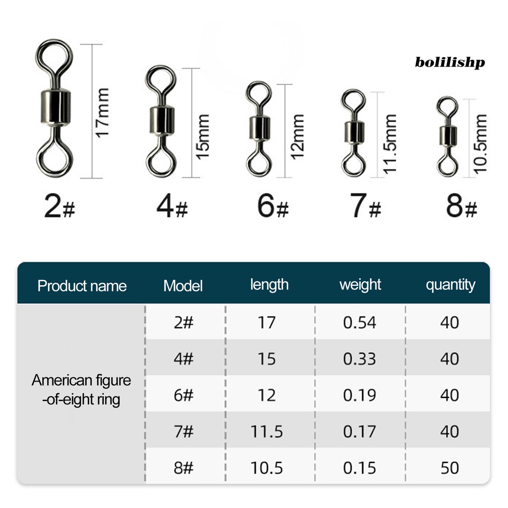 Bo-210pcs/set Konektor Memancing Tahan Karat Kuat Menarik Kekuatan Kecepatan Tinggi Angling 8-ring Fishhook Snap Konektor Memancing Luar Ruangan