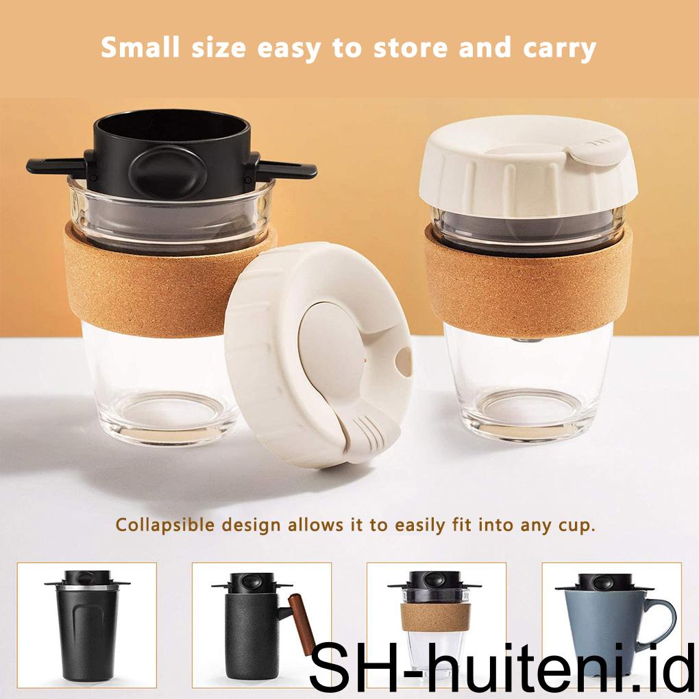 Saringan Kopi Double-Layer Handle Tea Dripper Stainless Foldable Drinking Milk Strainer