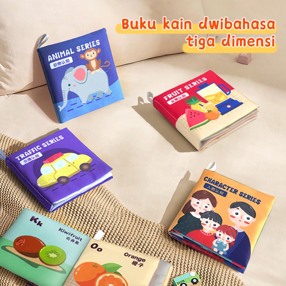JCHO Buku Bantal Bayi Soft Book Edukasi Bayi Anak Buku Kain Pillow Book Bahasa Inggris