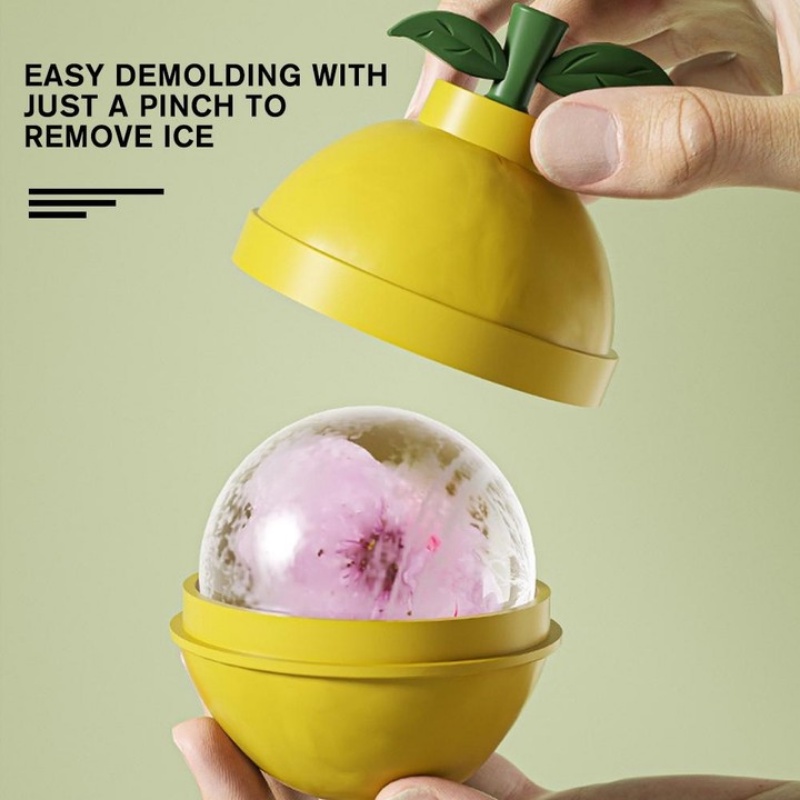 Lucu Berbentuk Jeruk Food Grade Silikon Bola Bulat Es Batu Cetakan Ramah Lingkungan Ukuran Besar DIY Kreatif Pembuat Es Batu Untuk Whiskey Cocktail Jus Es Cetakan Bar Perlengkapan Rumah Restoran