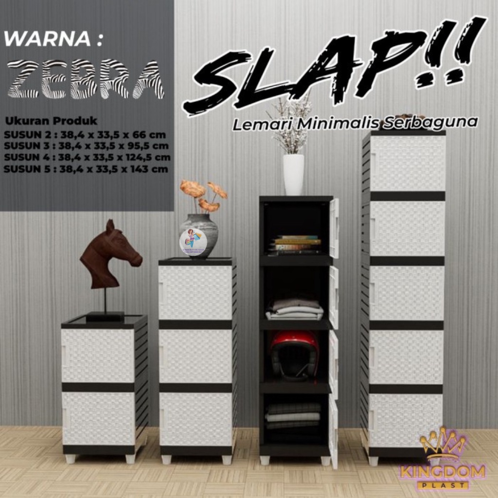 Lemari Plastik Slap Susun Serbaguna Minimalis Zebra Kingdom