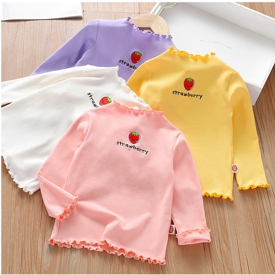 ZASKIYA - TURTLE NECK ANAK STRAWBERRY / ATASAN TOP ANAK PEREMPUAN USIA 1-5 TAHUN