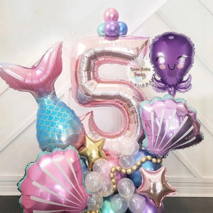 Balon Foil Kerang Mermaid / Balon Foil Karakter Shell / Balon Kerang