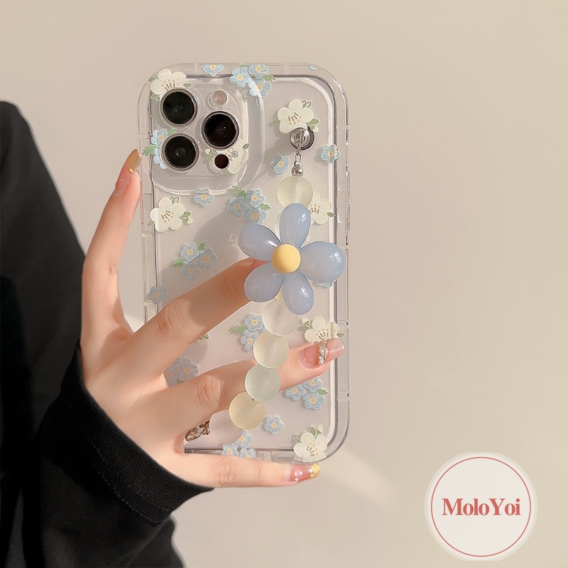 IPHONE Shockproof Fashion Bunga Gelang Ponsel Case Kompatibel Untuk Iphone11 14 13 12 Pro Max6 6S 78 Plus 7Plus XR X XS MAX Lembut Jernih Airbag Bunga Segar Penutup Belakang Shell