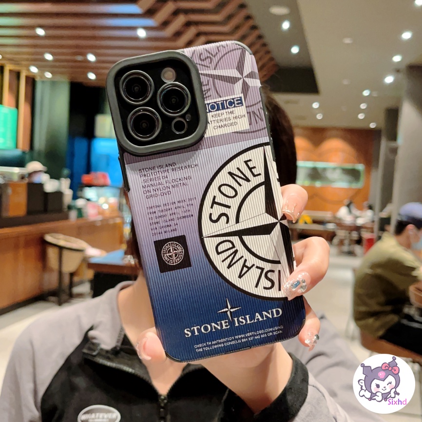 IPHONE Fashion Grid Stone Island Couple Kompatibel Untuk Iphone14 13 12 11 Pro Max SE 2020 X Xr Xs Max8 7 Plus Perlindungan Shockproof Casing Ponsel Lembut Silicon Cover XJJJJ
