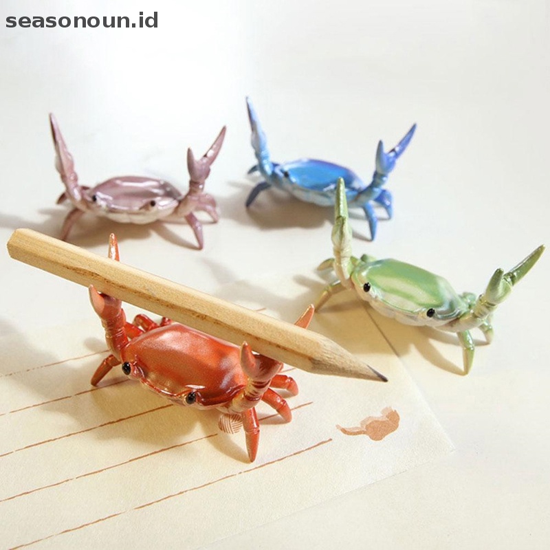 Seasonoun Kreatif Lucu Crab Pen Holder Weightlifg Crabs Penholder Rak Penyimpanan.