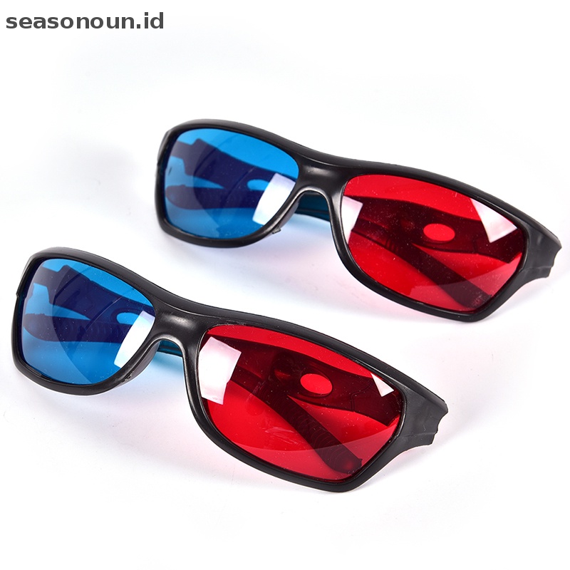 Seasonoun Frame Kacamata 3D Merah Biru Untuk Dimensi Anaglyph Film Game DVD Hitam Kacamata 3D Merah Biru Frame Hitam 5x Untuk DVD Game Film Anaglyph Dimensi Gelas 3D Merah Biru New