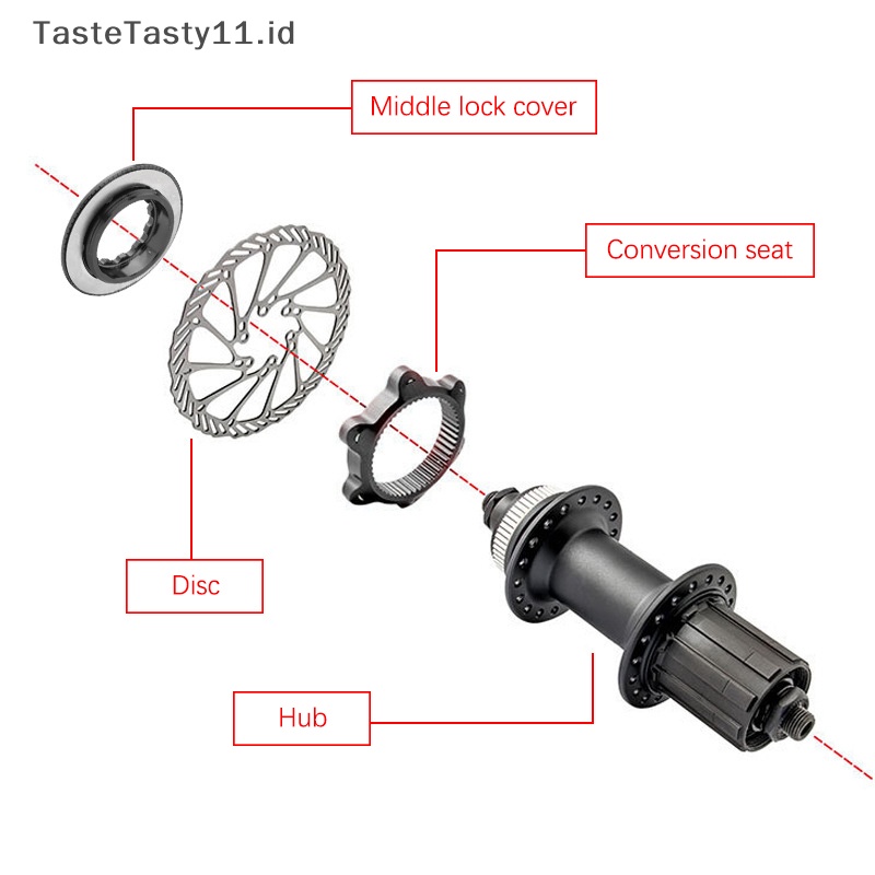 Tastetasty Bike Centerlock Ke Adaptor 6 Lubang Hub Sepeda Gunung Center Lock Konversi 6baut Disc Brake Rotor Aksesoris Bersepeda.