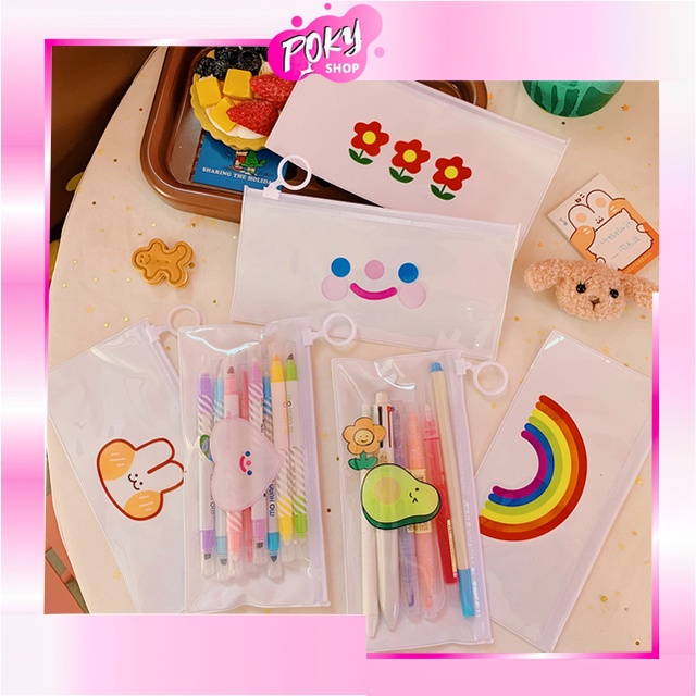 POKY - D6115 Tempat Pensil Korea / Pouch Mini / Tempat Pensil Lucu S5194 / Tempat Pensil Zipper / Tempat pensil Transparan / Tempat Pensil Simple