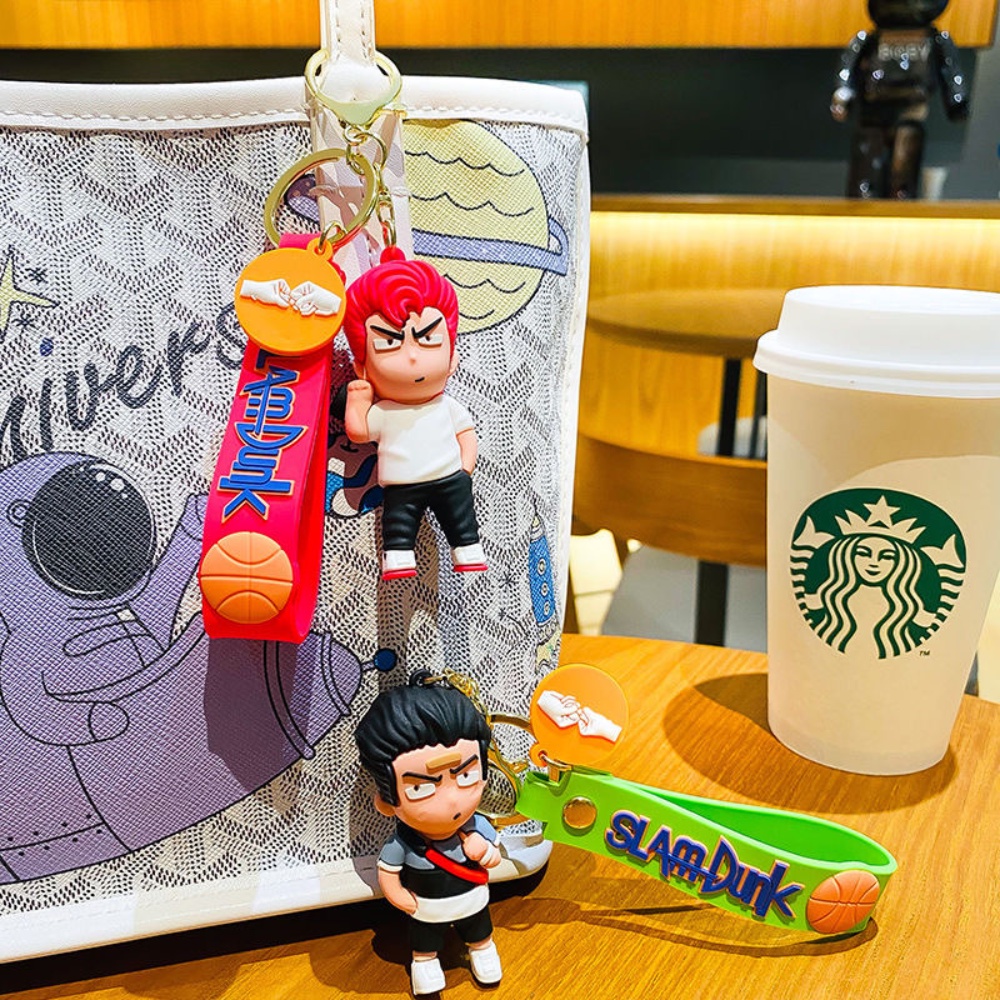 Slam Dunk Ahli Gantungan Kunci Mobil Laki-Laki Kreatif Sakura Bunga Jalan Berbunga Kawa Maple Mitsui Shou Tas Liontin Kartun Logam Keyring Hadiah Teman