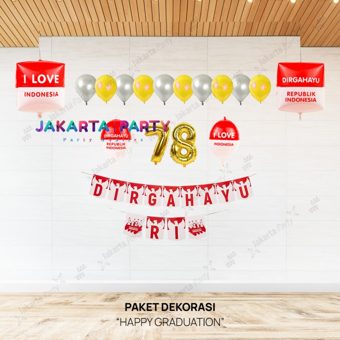 Paket DIRGAHAYU RI #10 / Paket HUT RI / paket dekorasi merah putih