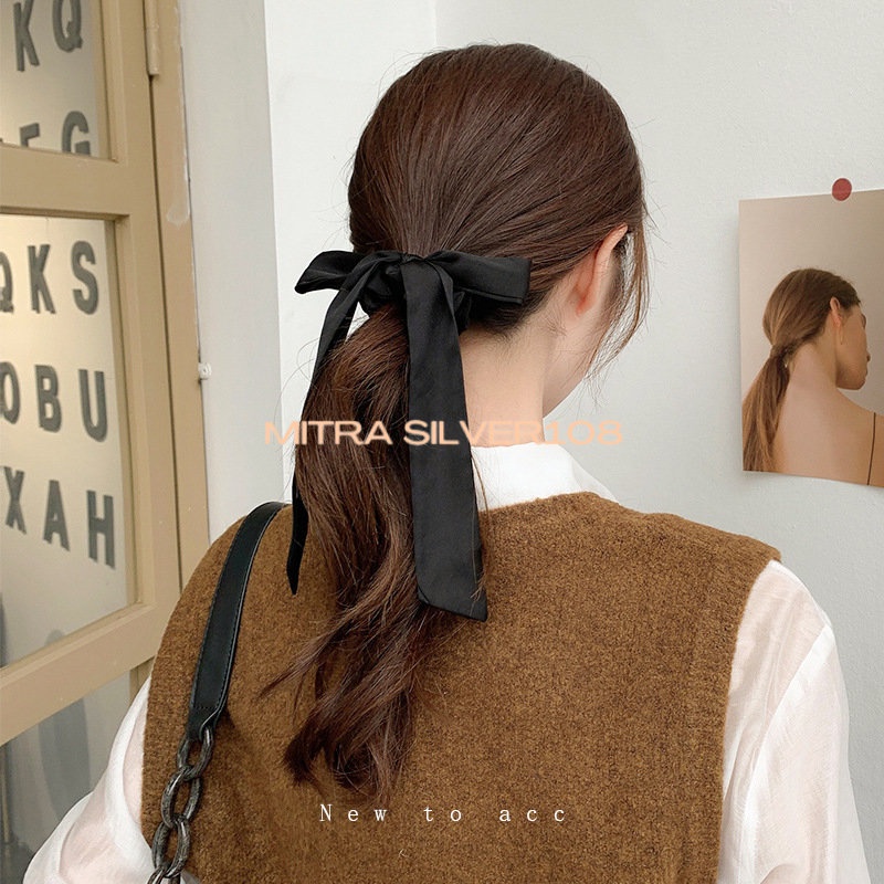 [MS108] KCR 07 - Ikat Rambut Model Scraf Warna Polos Gaya Korea Elegan | Aksesoris Fashion Wanita | Aksesoris Rambut Viral Model Terbaru | Kunciran Pita Impor Murah |IKAT Rambut Pita Satin Warna Polos Fashion Wanita Import / Ikat Rambut Satin