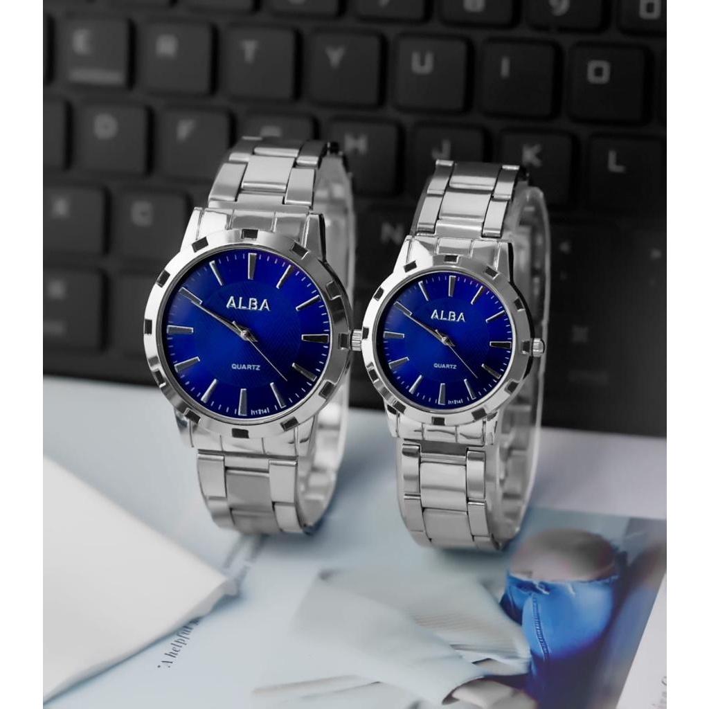 BAJ JAM TANGAN COUPLE ALBA RANTAI GROSIR IMPORT PRIA WANITA PASANGAN MURAH PREMIUM AL014