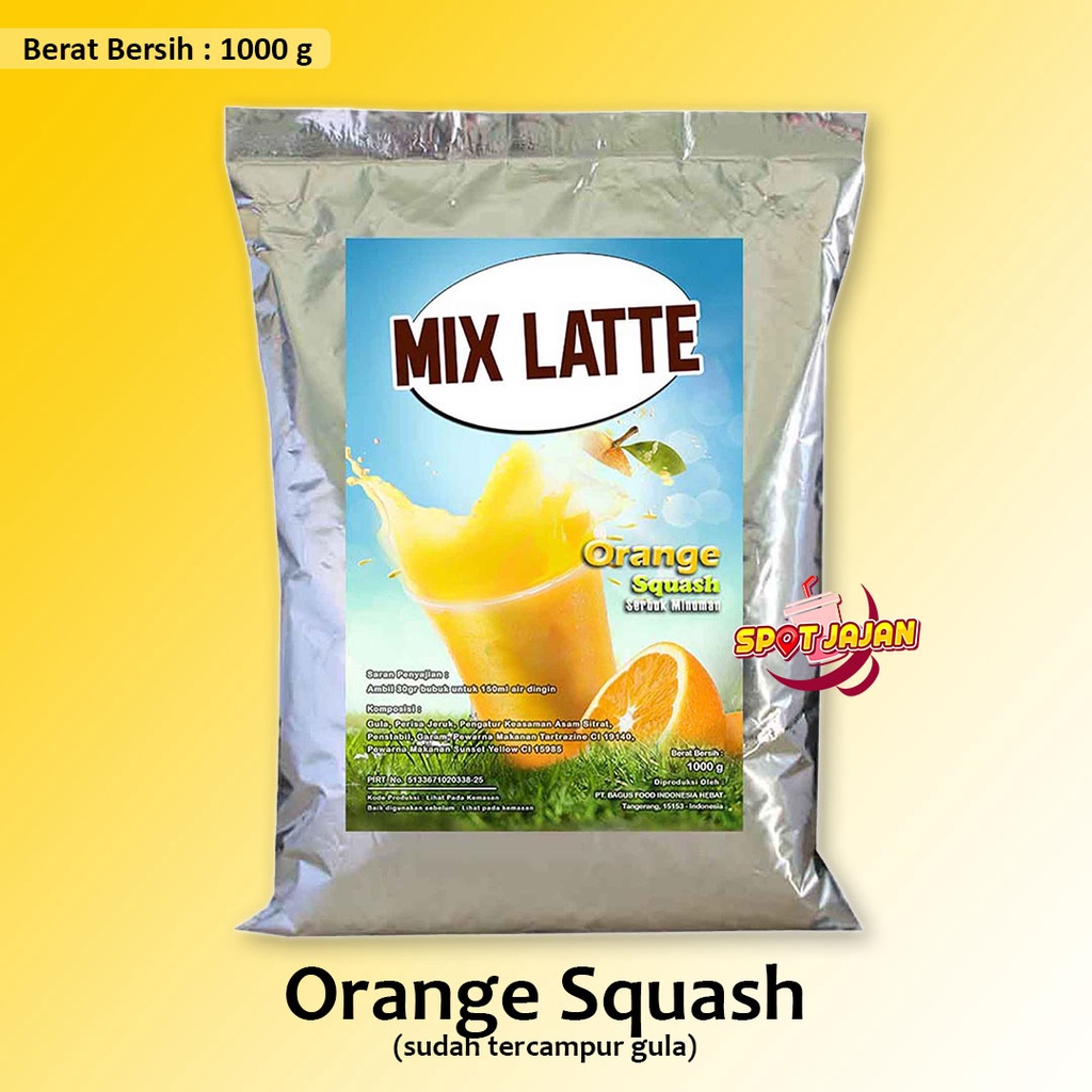 

Orange Squash 1 kg Bubuk Minuman Premium Rasa Jeruk / Mixlatte Powder Mix Dengan Gula