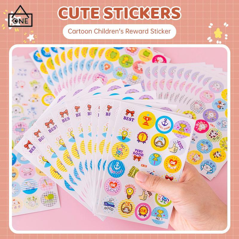 COD❤️Cartoon Reward Stickers Animals Praise Label Stationery Sticker Mother Teacher Award Classic Toys School Supplies Kids Photo Album Decor-A.one