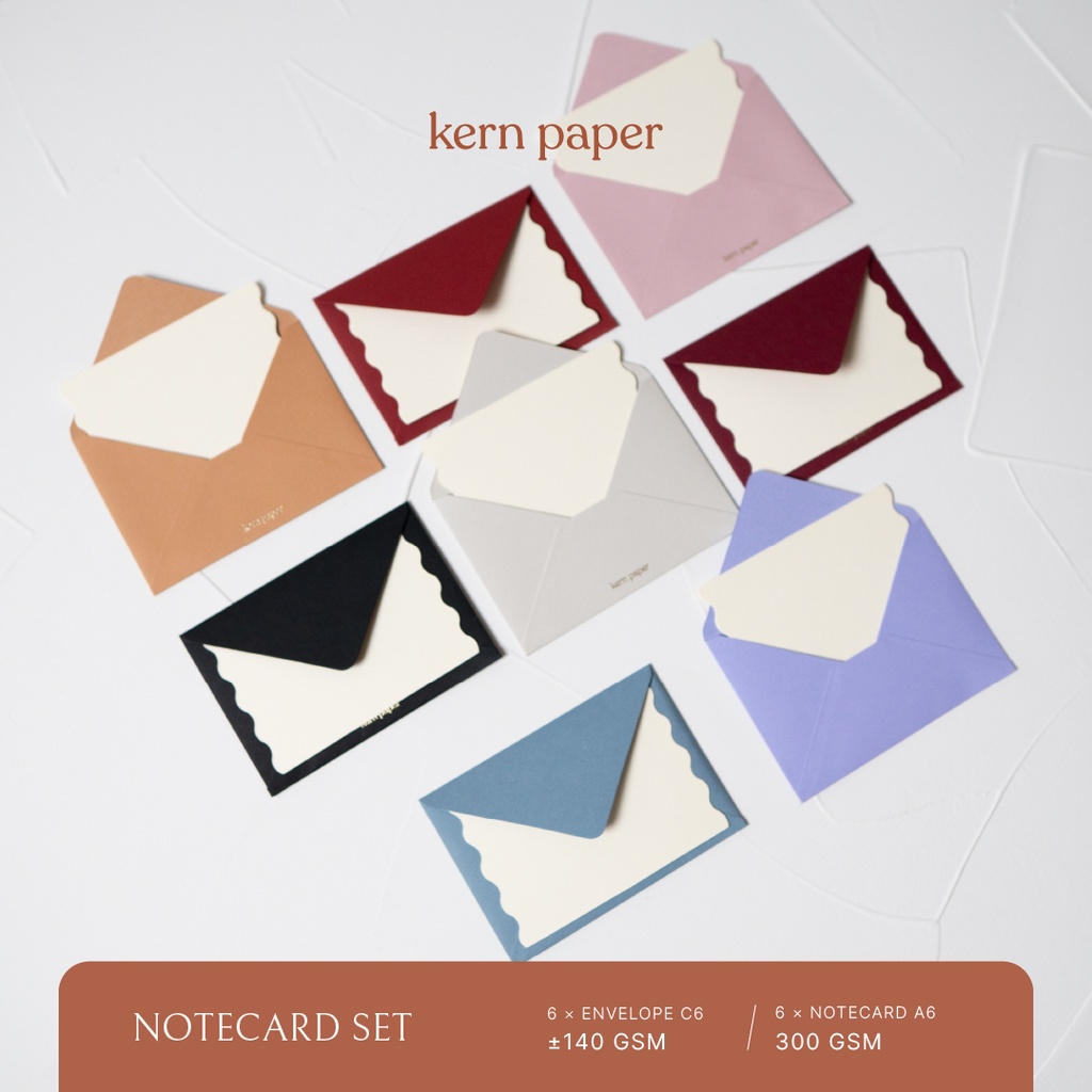 

Kern Paper Notecard Set C6 - Monocolour (Pack of 6) | Kertas Amplop Surat Premium