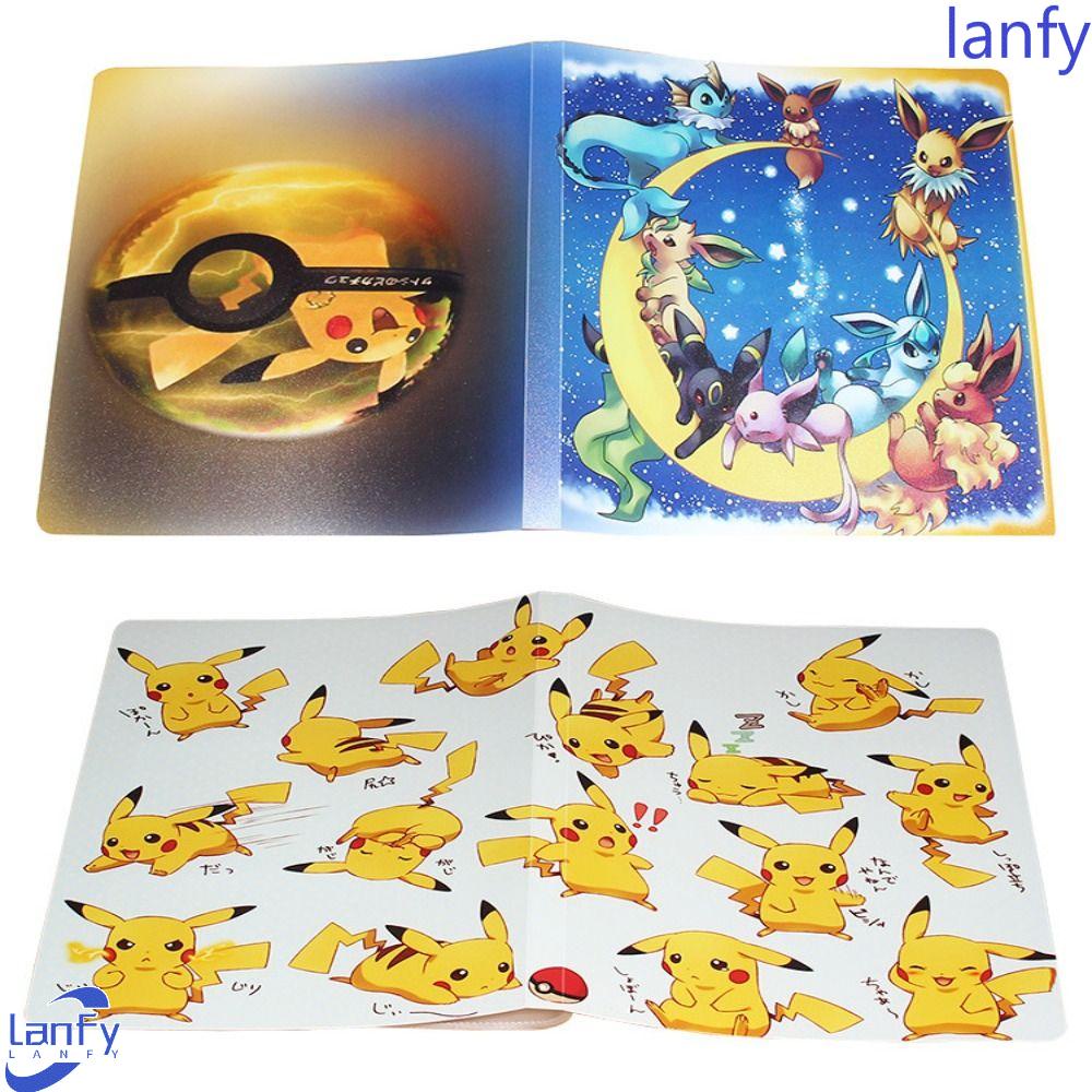 Lanfy Pocket Elf Collection Buku Hadiah Mainan Anak Kartun Anime Kolektor Kartu Buku Penyimpanan Foto Kapasitas Besar Game Kartu Folder Pikachu Koleksi Surat Pokmon Cards Book