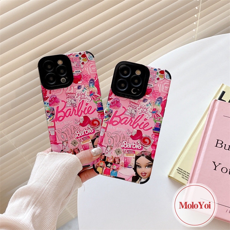 IPHONE Casing Ponsel Silikon Tahan Guncangan Pretty Princess Barbie Kartun Lucu Untuk Iphone11 13 14 12 Pro Max7 8 Plus 11 Pro Max XR X XS Max 7Plus Tekstur Kulit Mewah Soft Cover