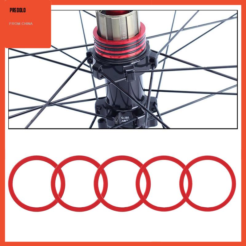 [Predolo] 5x Metal Bike Bottom Bracket Gasket Kaset Hub Sproket Mesin Cuci Hitam 1mm