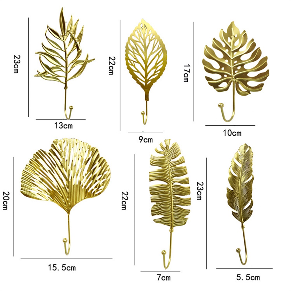 Gantungan Jubah Tempel Dinding, Bentuk Daun Nordic Kait Besi Gantungan Mantel Pakaian Rak Emas/Hijau Rak Gantung Dekorasi Rumah Pengatur Kamar Mandi