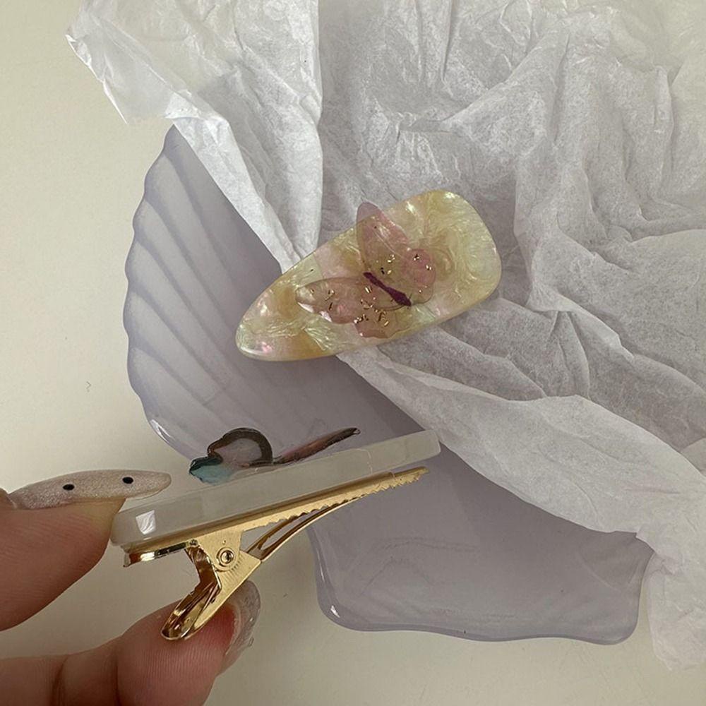 Agustinina Klip Rambut Kupu-Kupu Lucu Hiasan Kepala Duckbill Klip Untuk Gadis Berbentuk Drop Asam Asetat Poni Klip Samping Jepit Rambut