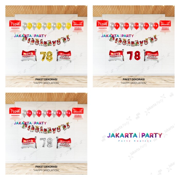 Paket DIRGAHAYU RI #12 / Paket HUT RI / paket dekorasi merah putih