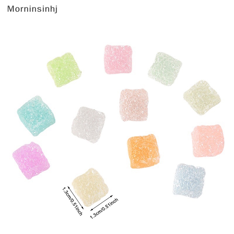 Mornin 10pcs Mini Luminous Colorful Square Sugar Food Game Flatback Resin Cabochons DIY id