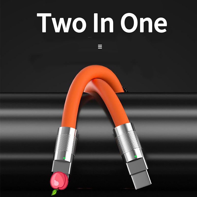 IPHONE Kabel USB Fast Charging 2in1 6A 120W Untuk Iphone14 13 12 11 Pro Max Spring Charger Wire Tipe C