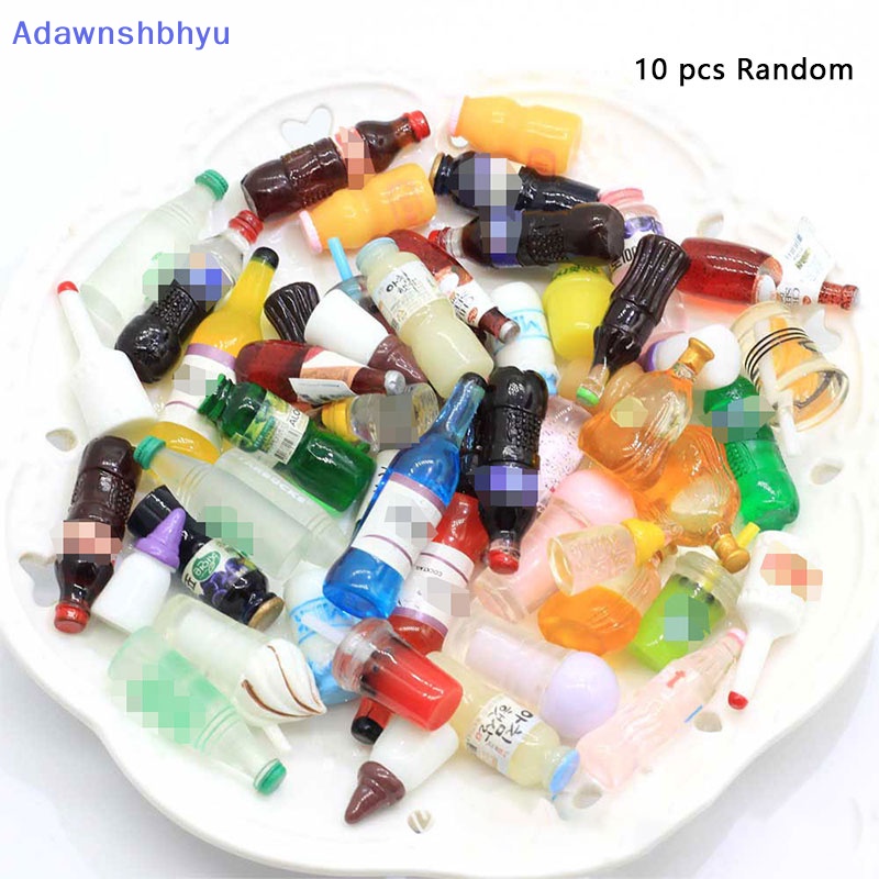 Adhyu 10Pcs/Set Minuman Mini Miniatur Model Makanan Aksesoris Rumah Boneka (Pola Pengiriman Random) ID