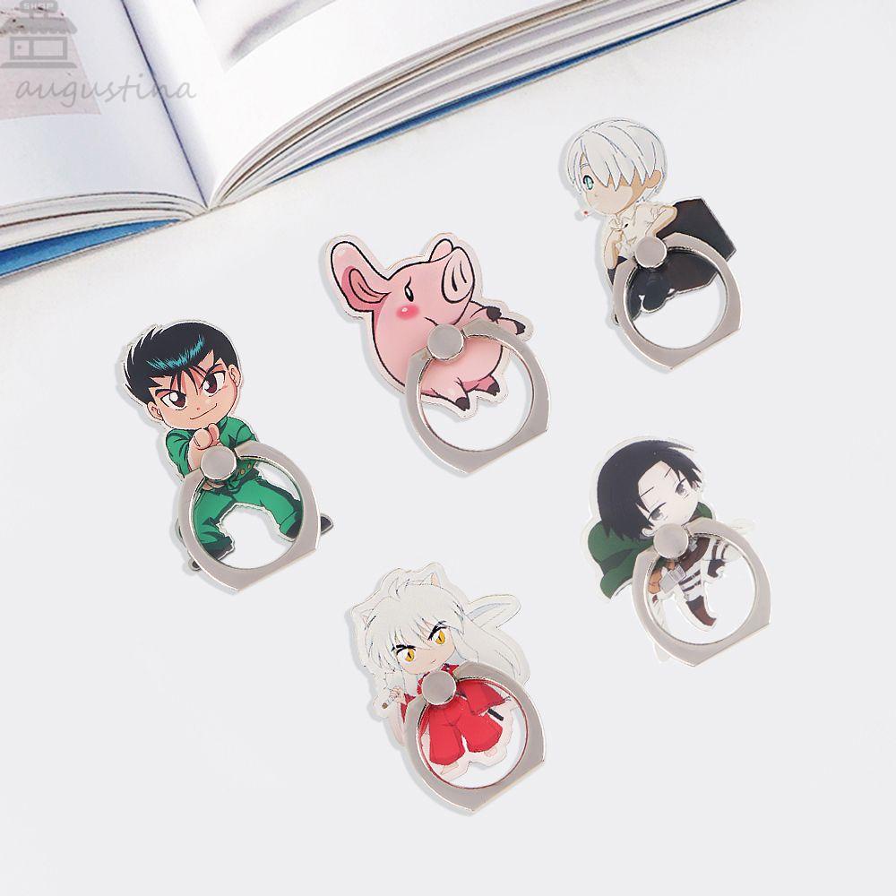 Agustinina Rotating Ring Bracket Voli Cowok Fashion Hadiah Mobil Mount Luffy Dragon Ball Lipat Logam Jari Cincin Anime Anak Laki-Laki Desktop Anti-Jatuh Bracket