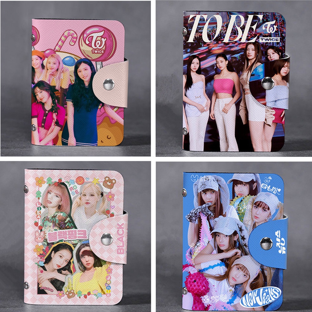 1pc Hitam-PINK TWICE NJ Card Holder BT-S GOT7 ENHYPEN STRAY KIDS TXT Lomo Card Bag Jepang Anime Photocards Collection Book