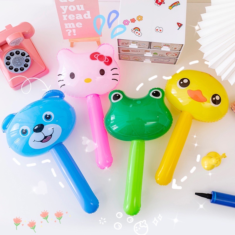 [Harga Grosir] Animal Head Handheld Stick Mainan Tiup Anak Palu Lonceng Tiup/Balon Tiup/Tongkat Tangan Anak/Mainan Aktivitas Tk