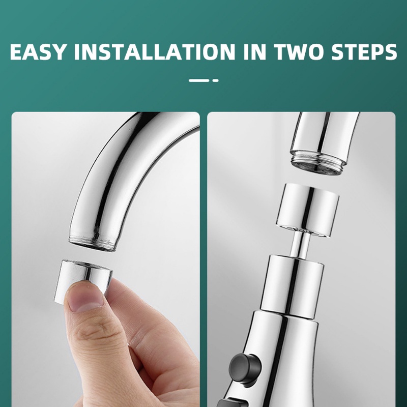 3in1 New Mewah Fleksibel Adjustable Keran Dapur Tergantikan Filtered Water Tap Connector360° Nozzle Sprayer Electroplate Multifungsi Putar