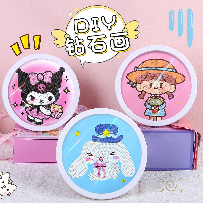 Anak DIY Lukisan Berlian Kartun Kuromi Stiker Berlian Melody puzzle Anak handmade