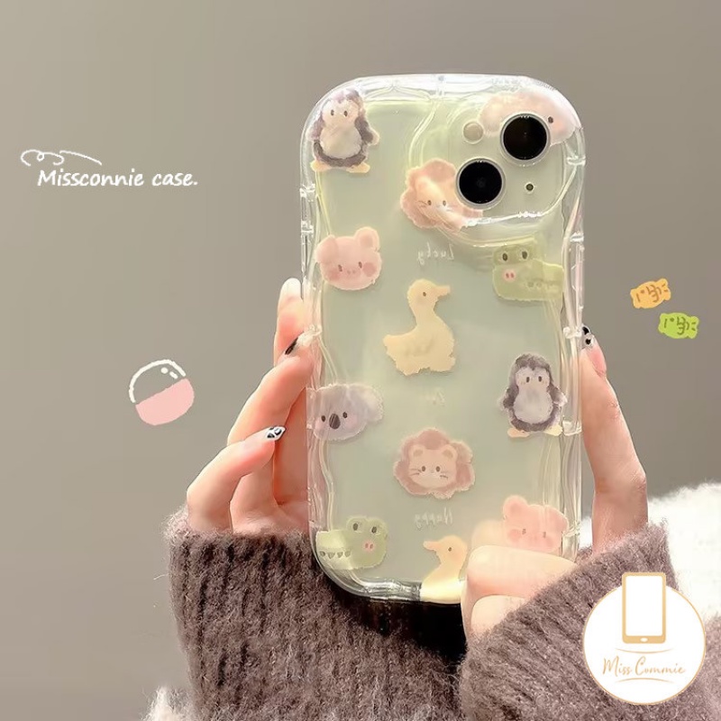 Casing Kepala Menyenangkan Keluarga Binatang Kartun Ramah Untuk Realme C35 C53 C12 C31 C21Y C55 5 9i 5i 7i 6i 5s C11 C25Y C20 C33 C25s C30 C15 C21 C25 C20A C3 3D Wavy Curved Edge Cute Bear Cover