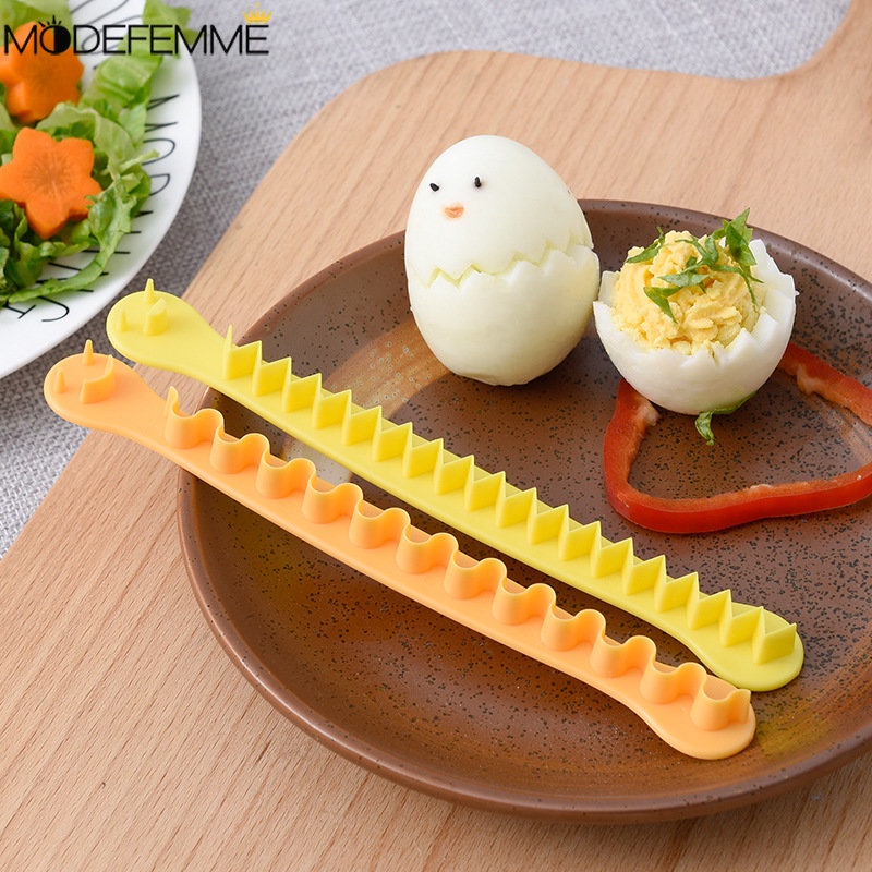 Sarapan Kreatif DIY Gadget Gelombang Gigi Gergaji Tepi Telur Pemotong Food-grade PP Renda Egg Slicer Mewah Bento Telur Ukiran Cetakan Telur Bunga Pemotong Cetakan