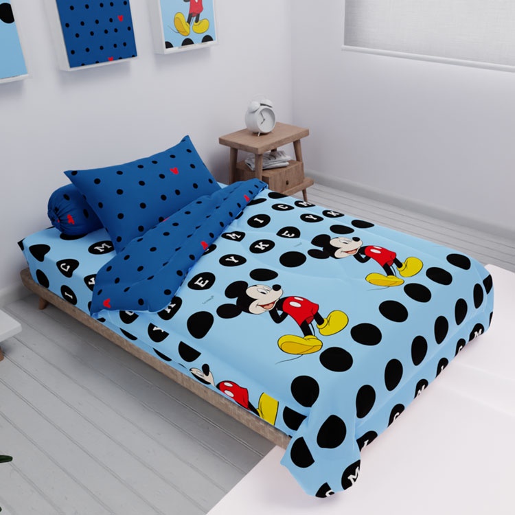 CALIFORNIA Bed Cover Single Full Fitted 120x200 Polka Dots-Mickey