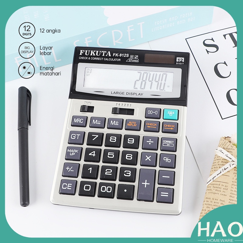 

Kalkulator FK-912S Energi Matahari 12 Digit / Kalkulator Electronik / Kakulator Dagang Besar / Alat Hitung / Calculator Check FUKUTA