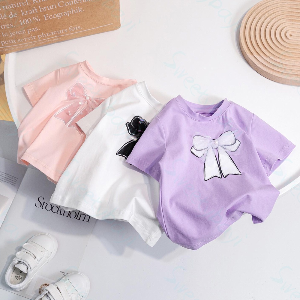 SweetyBayi T-shirt Kaos bayi anak cewek katun Baju anak perempuan beruang stroberi